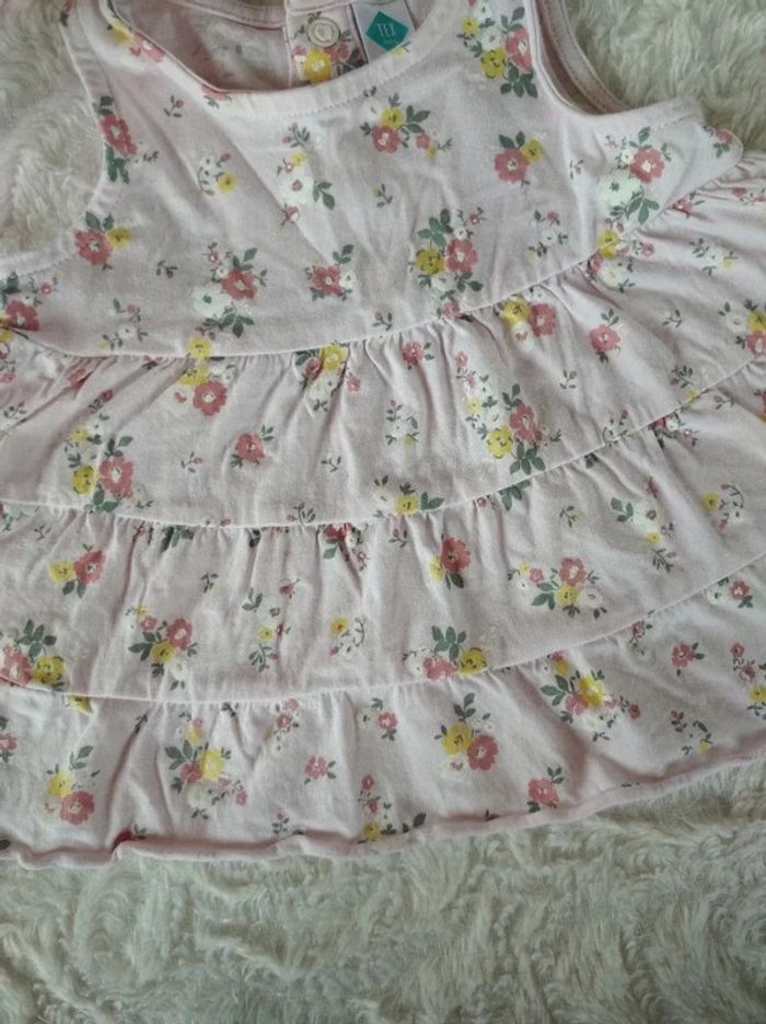 Robe courte Fille 3 mois Fleurs TEX 100% cotob - photo numéro 4