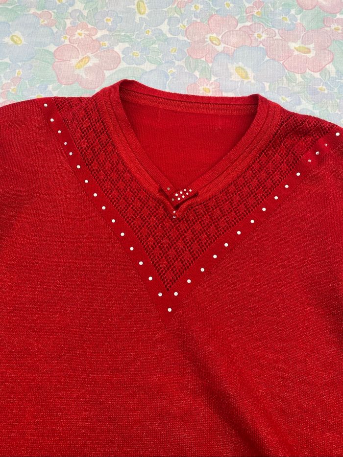 Très beau pull rouge 46-48 - photo numéro 2