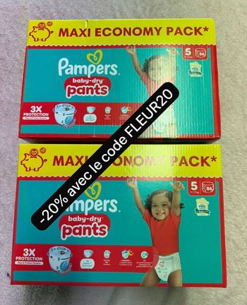 Deux carton de couches pampers taille 5 cullote 
