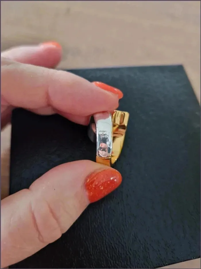 Bague bicolore - argentée et dorée - coeur et ourson - argent Sterling S925 - photo numéro 7
