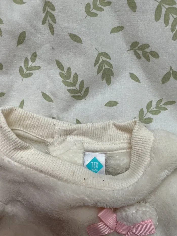 pull polaire blanc avec ours devant 9 mois tex - photo numéro 6