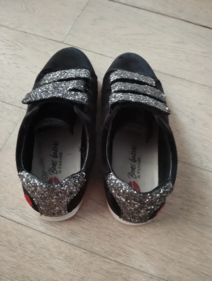Baskets velours noires et paillettes - photo numéro 4
