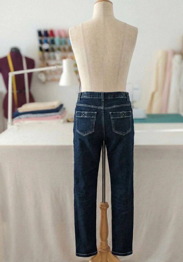 Jean 1.2.3 Bleu Foncé / Brut - Taille 36 - Détails Brodés - photo numéro 2