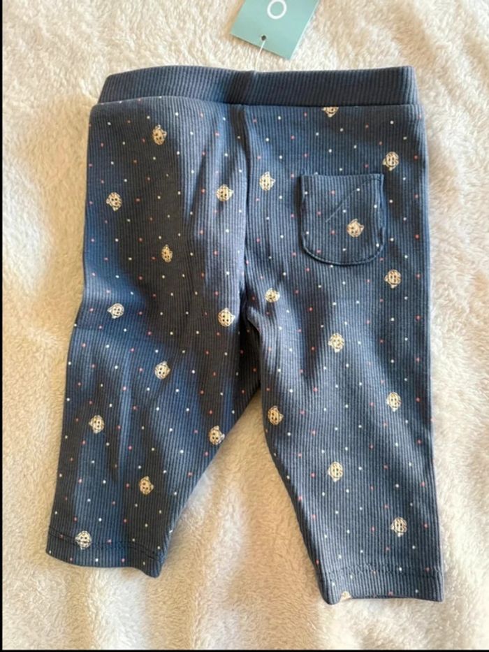 Legging Bébé 3 Mois – Bleu à Motifs Oursons et Nœud Décoratif - photo numéro 4