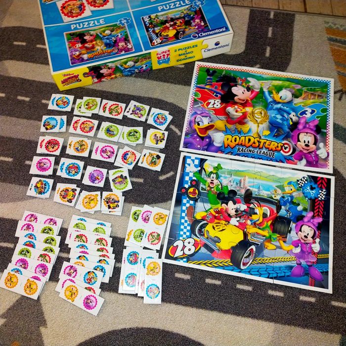 Super kit 4 en 1 deux puzzles 30 pièces, un mémo et un domino Mickey roadster racers - photo numéro 6