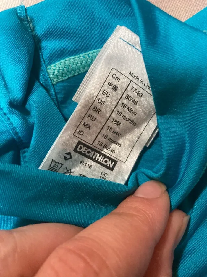 -shirt anti-UV bébé Nabaiji turquoise – 18 mois, protection UPF 50+ - photo numéro 3