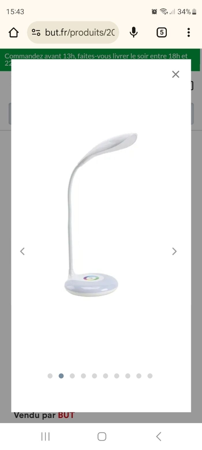 Neuf lampe de bureau blanche Mila but diamètre 13cm hauteur 50 cm. 3 niveaux d intensité lumineuse variateur de couleur tactile