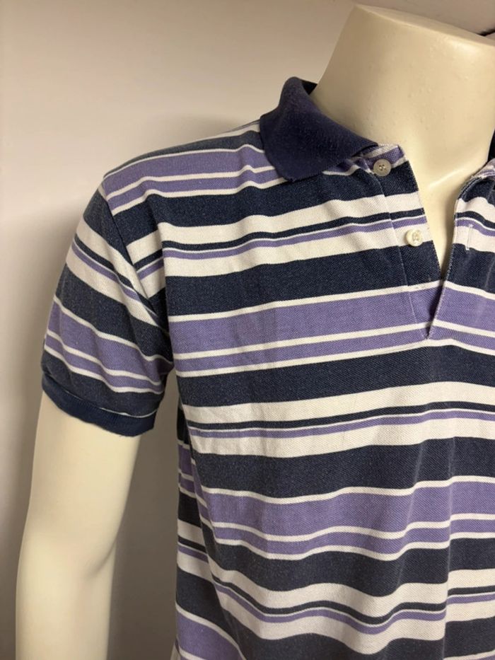 Polo Lacoste rayé blanc/noir/violet - Taille M homme - photo numéro 5