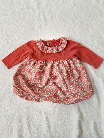 Robe effet boule motif fleuri orange 3 mois