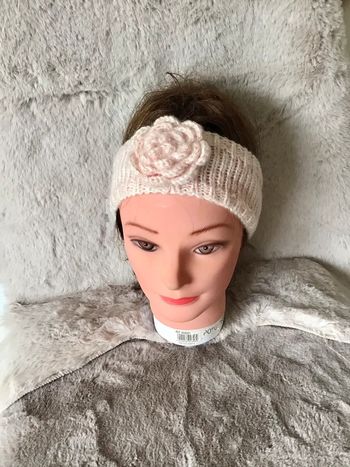 Bandeau cheveux / tête rose clair fils doré taille S (1023)