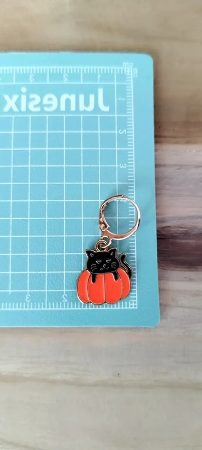 đ Boucles dâOreilles Halloween Chat Noir & Citrouille đ - photo numĂ©ro 3