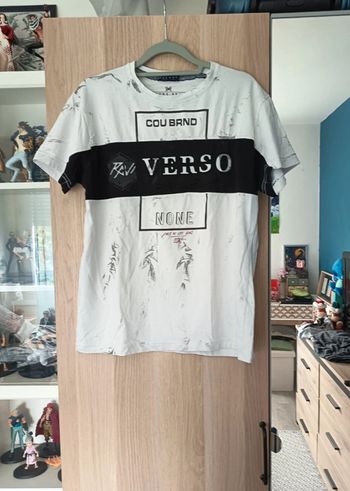 Tee-shirt blanc et noir "verso" neuf Maxway - Taille M