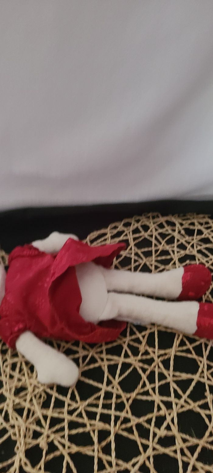 Doudou poupée robe rouge fleurs SUCRE D'ORGE - photo numéro 2