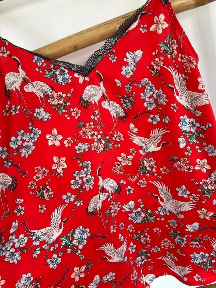 Débardeur rouge à motifs Promod taille S - photo numéro 3