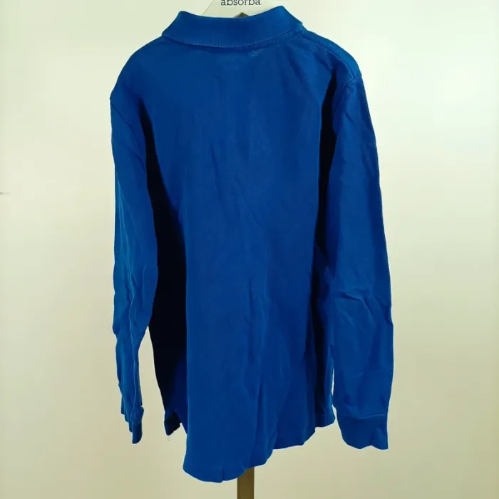Polo manches longues bleu coton logo brodé jaune Ralph Lauren garçon casual sport 7 ans A1432 - photo numéro 2