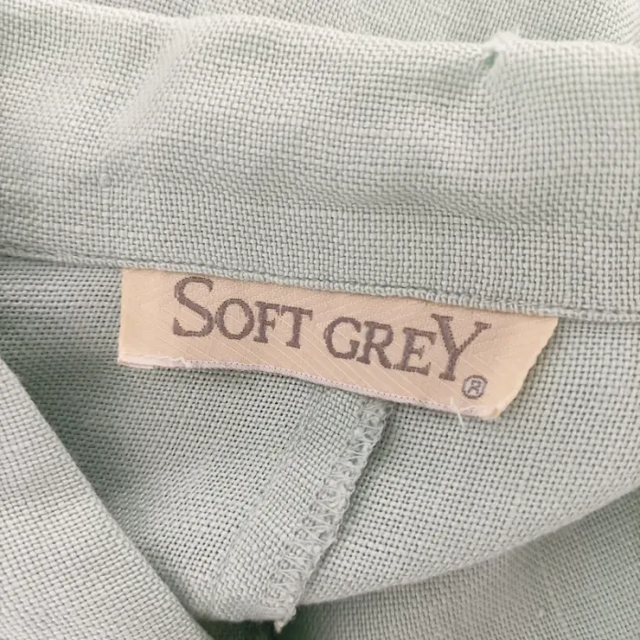 Chemise oversize Soft Grey 100% lin vert d’eau manches longues poches décontractée T40 estimée A1464 - photo numéro 9