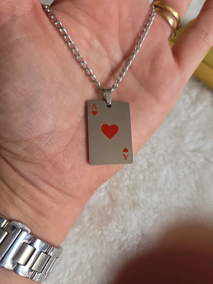 Chaine acier et as de coeur 💓