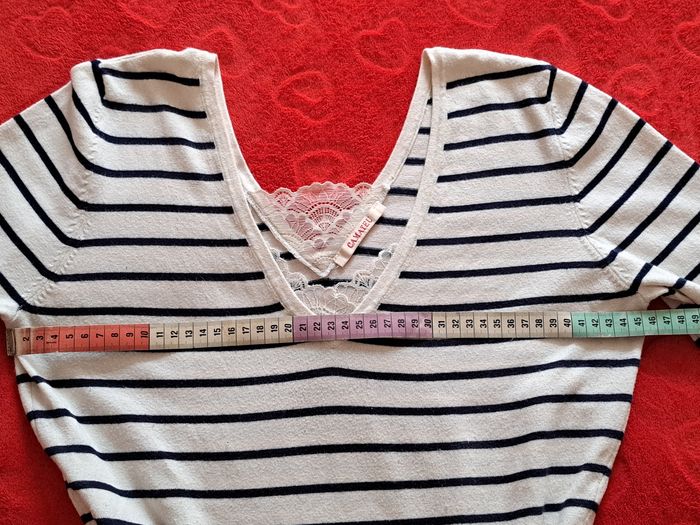 Pull marine Col en V vintage M - photo numéro 8