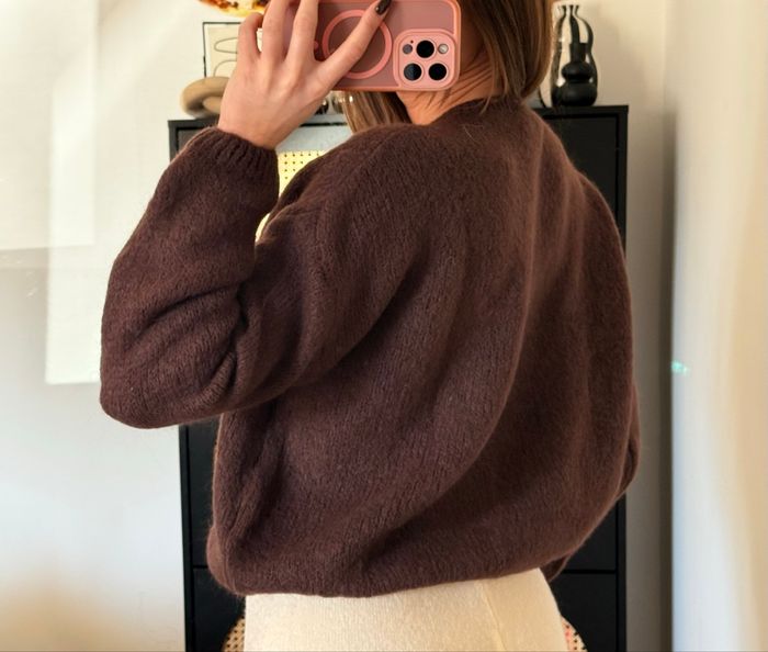 Gilet - Marron Chocolat - A Boutonner - Décontracté - Cocooning - Automne - photo numéro 3