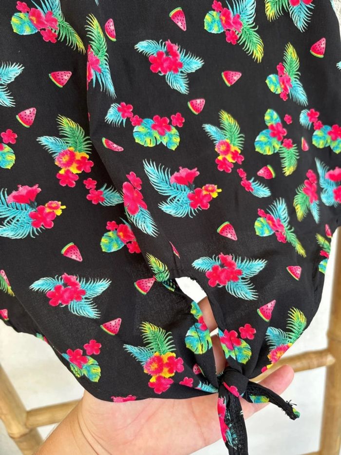 Débardeur noir à motifs floraux colorés gemo taille 12 ans - photo numéro 4