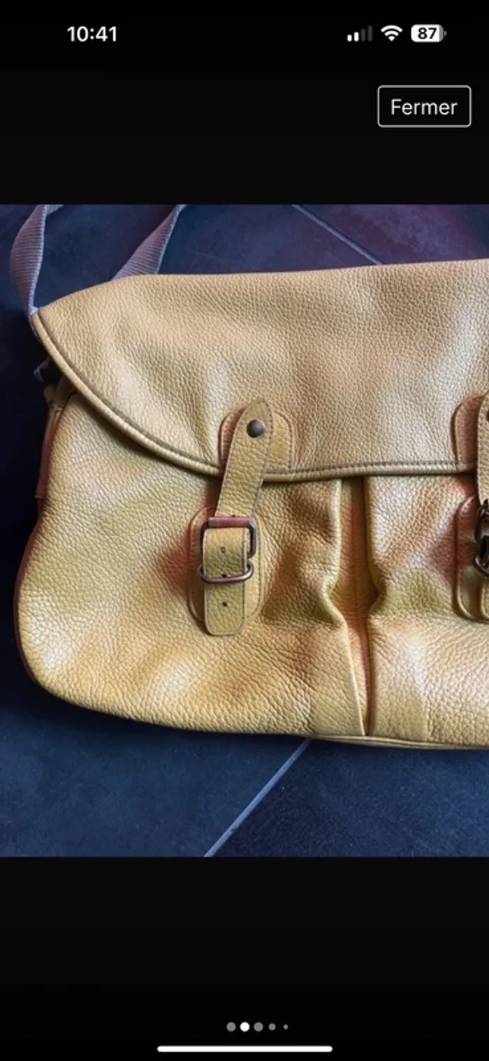Véritable sac besace vintage #upla moutarde - photo numéro 2
