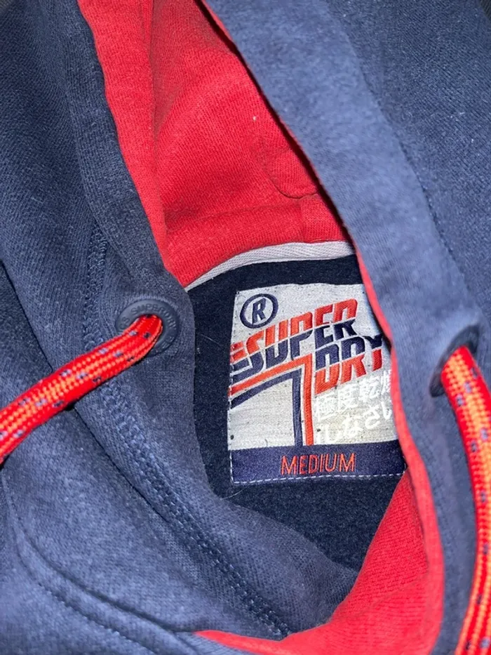 Pull à capuche, sweat-shirt superdry bleu foncé taille M - photo numéro 3