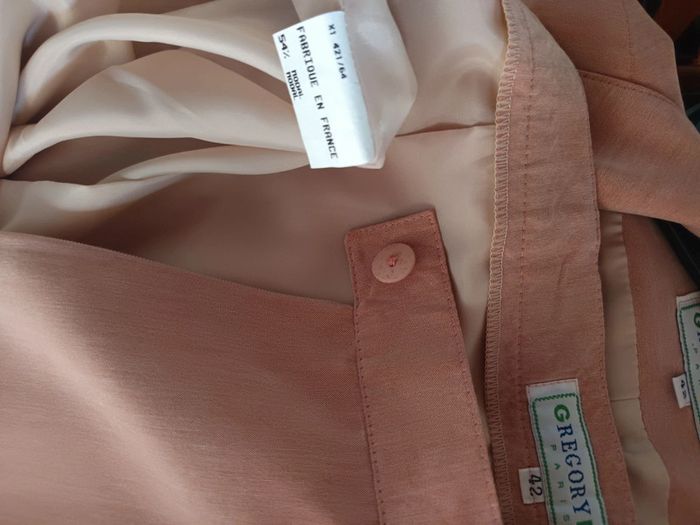 Ensemble tailleur jupe blaser modal matière noble qualité vintage rare Gregory Pat Paris rose t M 38 - photo numéro 14