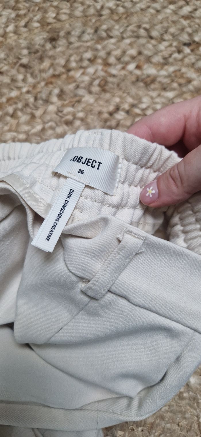 Pantalon blanc crème Object - photo numéro 2