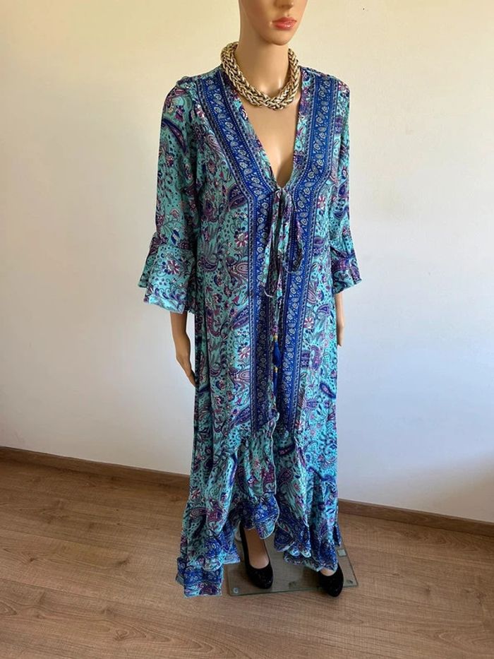 Kimono long imprimé neuf en soie taille unique - photo numéro 4
