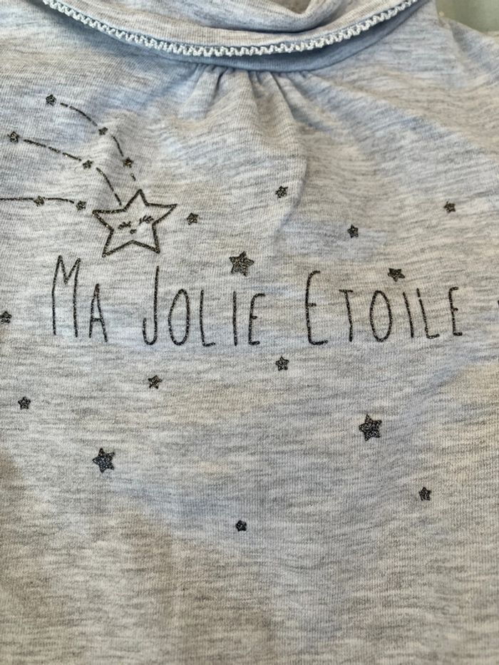 Lot de 2 tee-shirts col roulé manches longues thèmes nuit neige pailletée fille - 9 mois - orchestra - photo numéro 2