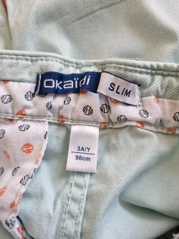 Short slim garçon 3 ans Okaïdi Vert d’eau, vert pastel coton élasthanne - photo numéro 6