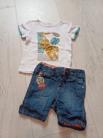 Ensemble short en jean et t-shirt 12 mois
