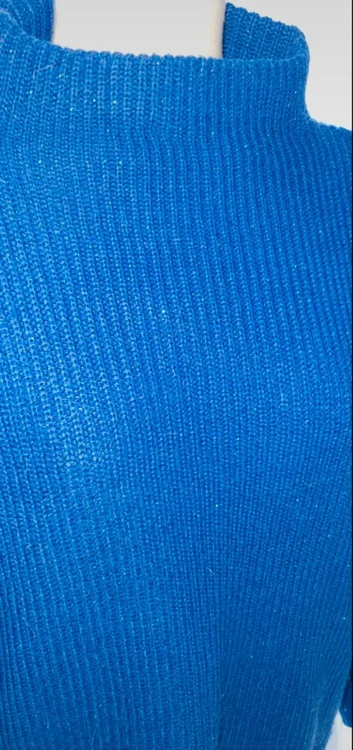 Pull en maille bleu pailleté Fransa M - photo numéro 3