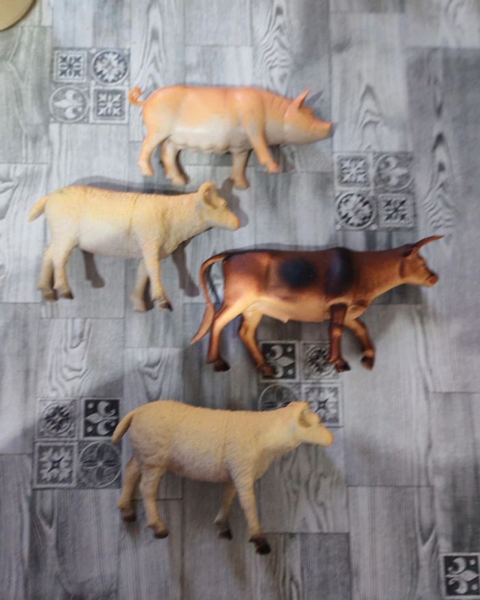 Lot 4 grands animaux ferme cochon mouton