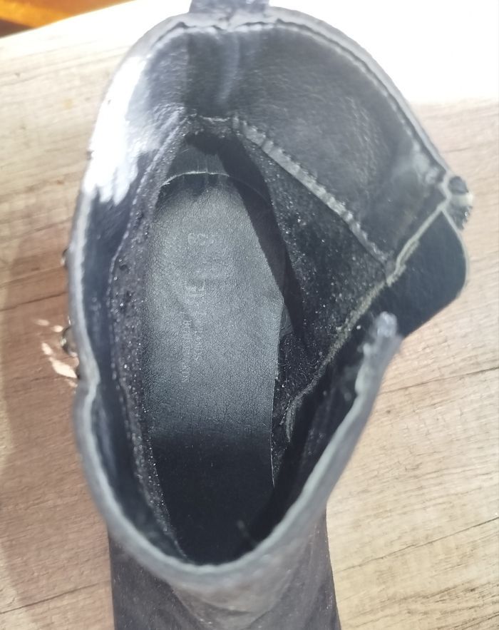 Magnifique bottines noires à talons et strass 39 cuir véritable et velour - photo numéro 6