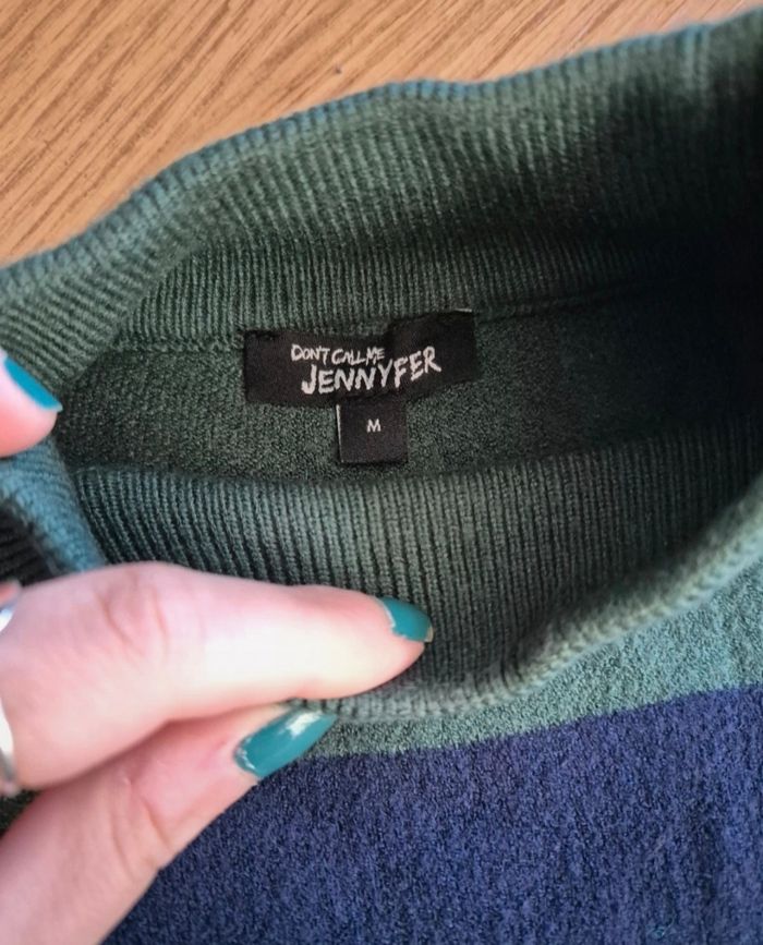 Pull rayer bleu et vert - photo numéro 2