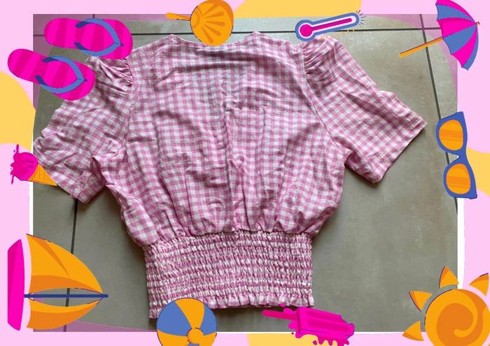 Blouse rose fushia blanc à carreaux - photo numéro 5