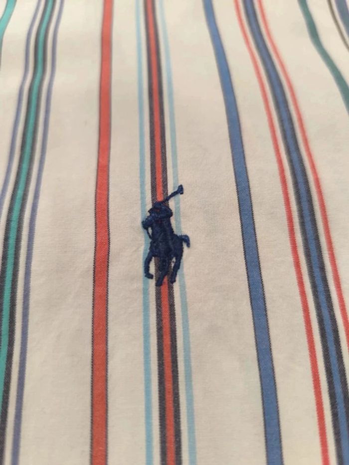 Chemise à rayures - Ralph Lauren - Blake - Logo brodé marine - Blanc, rouge, bleu - Taille XL - photo numéro 7