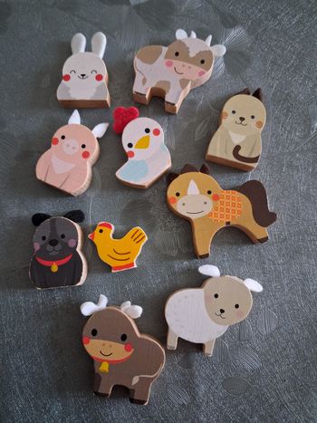 Animaux de la ferme en bois 
