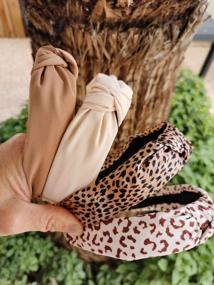 A46 Lot de 4 serre tête accessoire cheveux vintage rétro beige