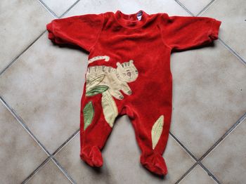 Pyjama grenouillère velours rouge - Motif Tigre & Jungle (27)