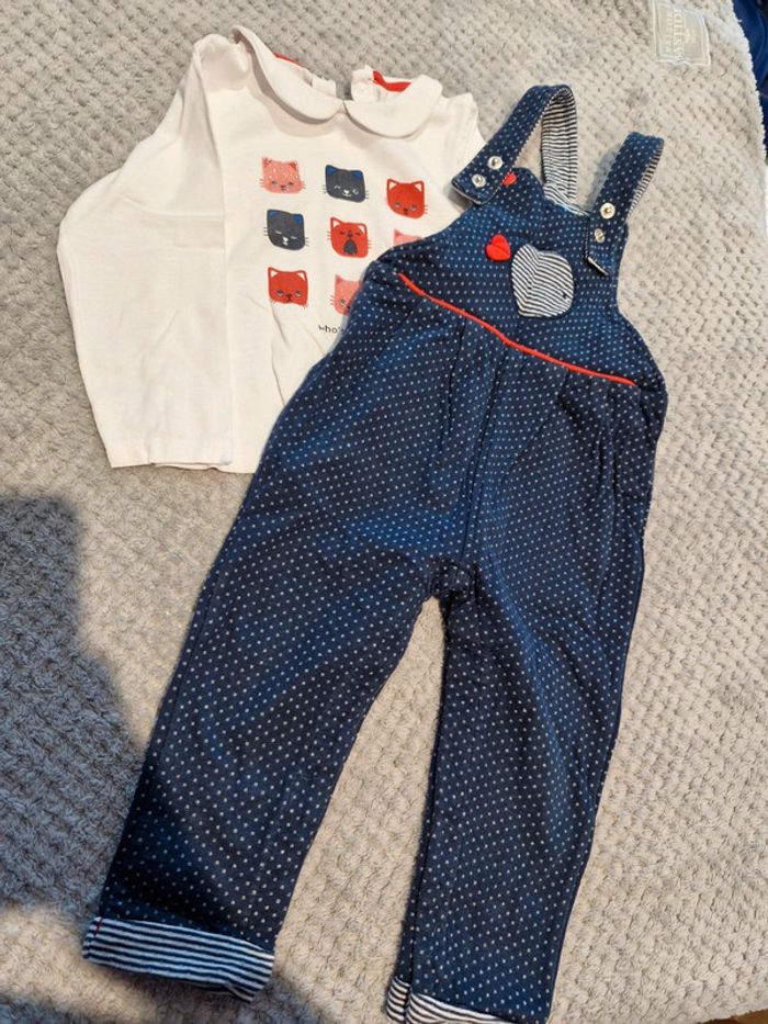 Ensemble salopette et t-shirt Obaïbi 18mois fille