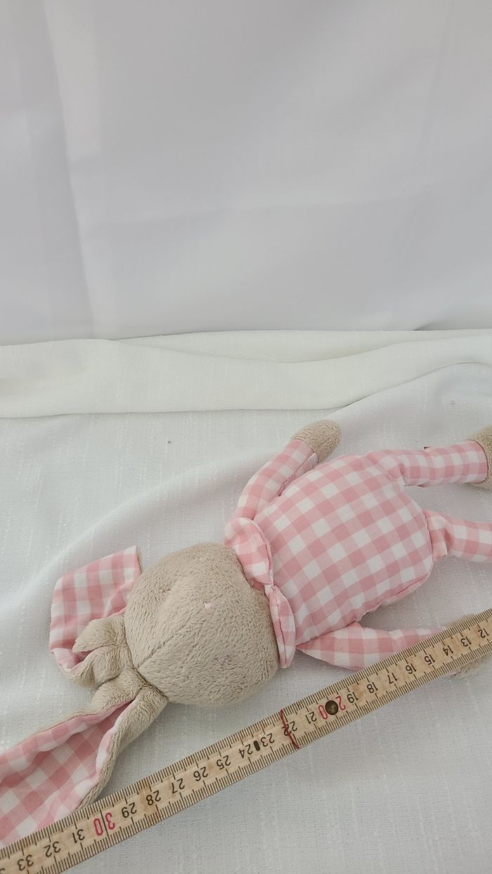 Klorane doudou lapin vichy rose blanc beige - photo numéro 3