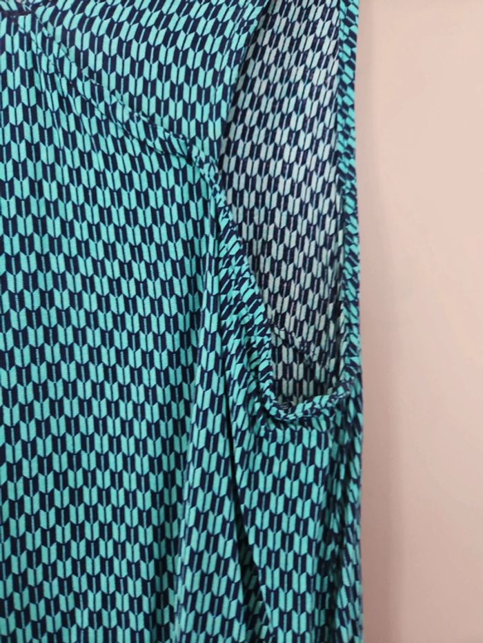 Top bleu et turquoise croisé dos viscose- Taille L - photo numéro 5
