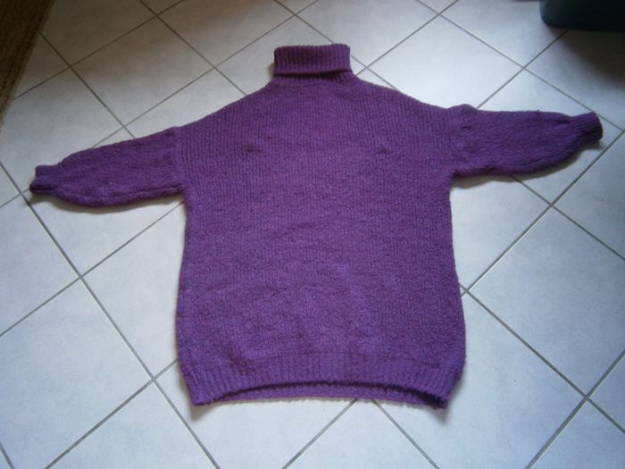 Pull long à col roulé violet Taille 44 - photo numéro 2