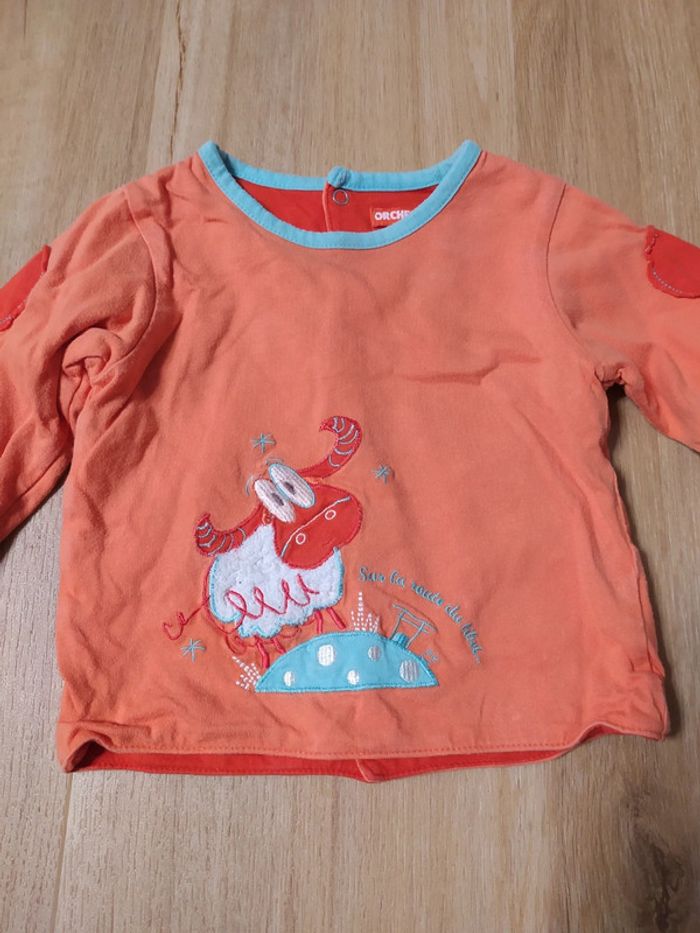 T-shirt orchestra mouton 12 mois orange - photo numéro 2