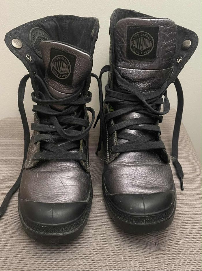 Bottes Palladium noires métalliques