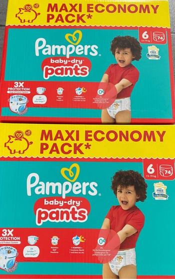 2 cartons Pampers baby dry pants taille 6