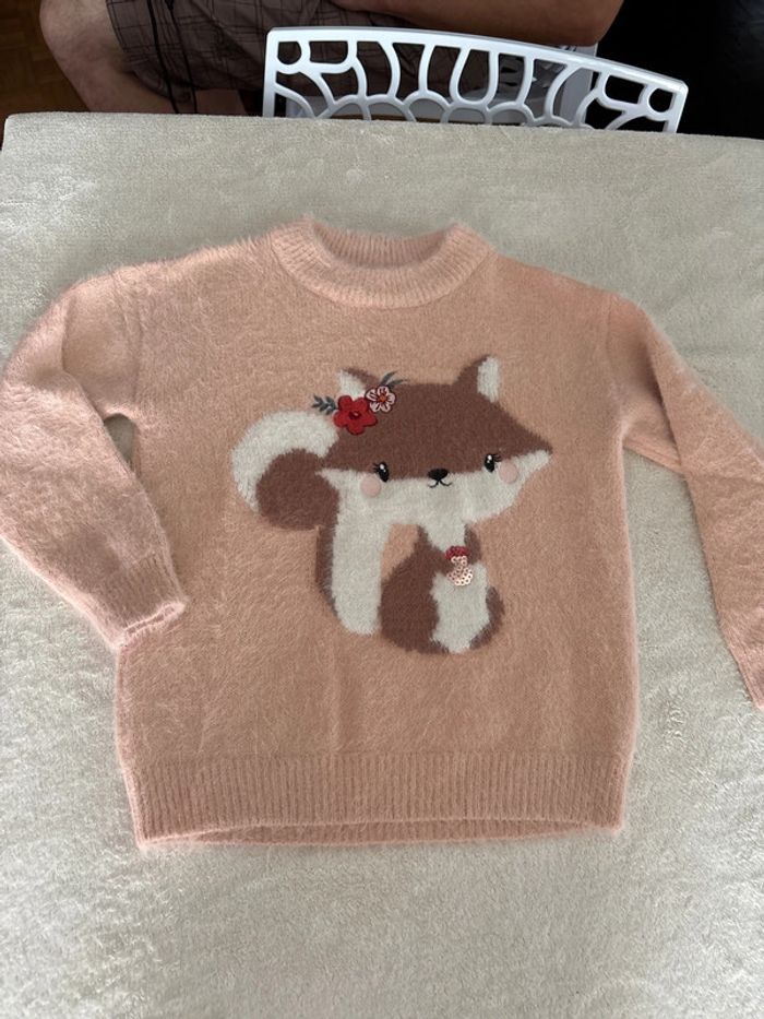 Pull hiver doux écureuil 122 7 ans