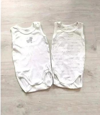 Lot de 2 body mixte garçon fille en coton blanc sans manches Absorba 12 mois